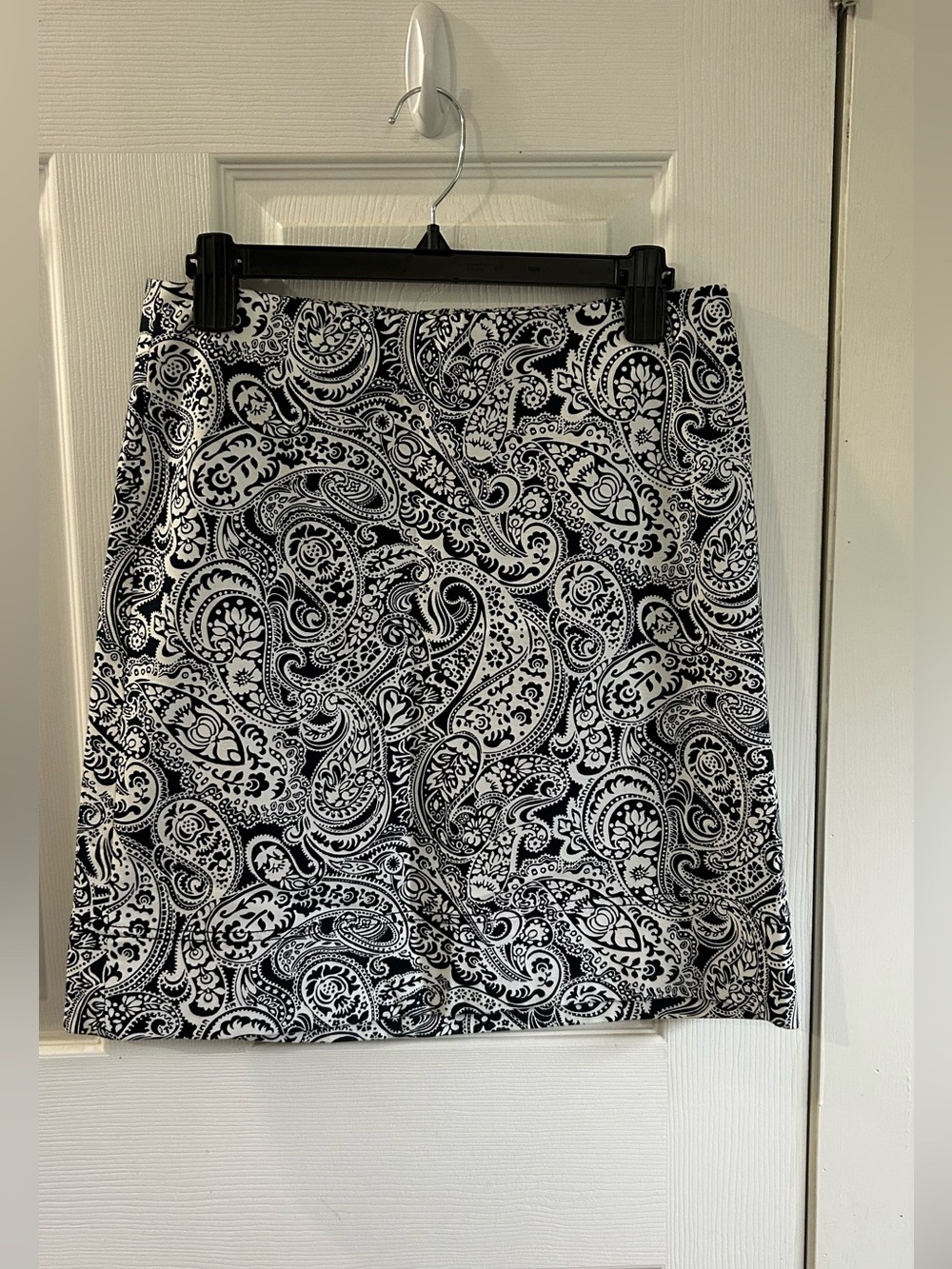 Talbots Black and White Paisley Mini Skirt